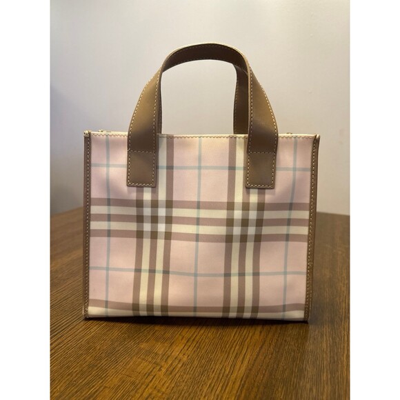 Burberry Pink Nova Check PVC Canvas Tote Y2K Vintage - Picture 2 of 12